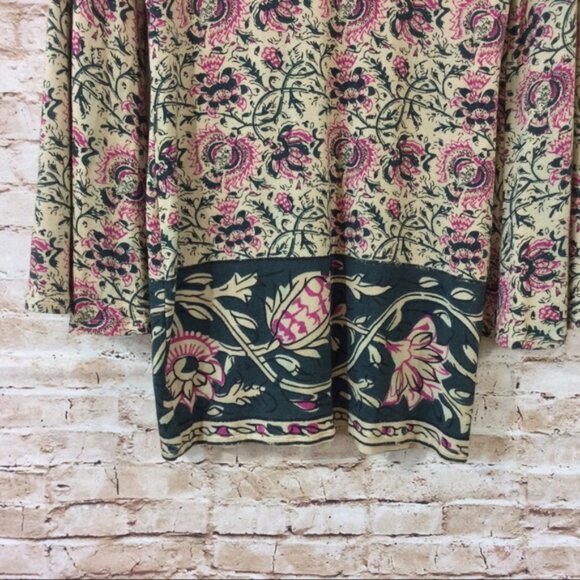 Chaser Tapestry Floral Bell Mini Dress Medium M Floral Bell Sleeves - Picture 6 of 10